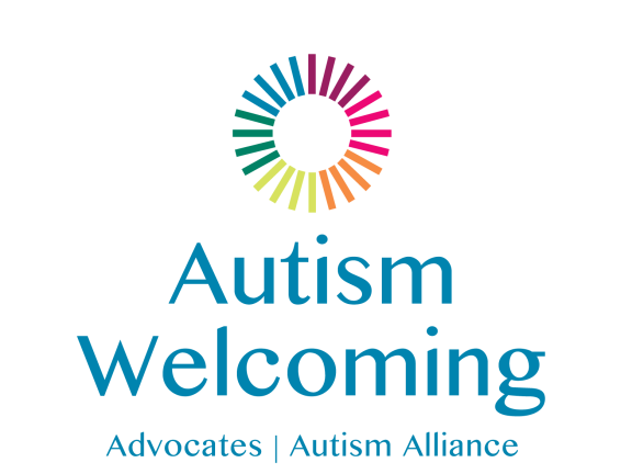 Autism Welcoming logo: a brightly colored circle.